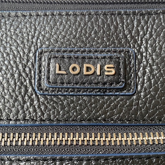 Lodis Navy Leather Crossbody Bag - Picture 3 of 8